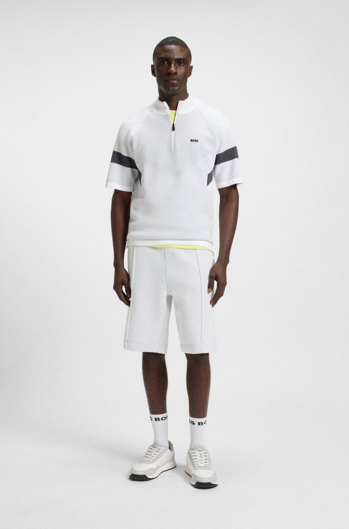 BOSS - Relaxed-fit shorts in quilted jacquard - White Product Image