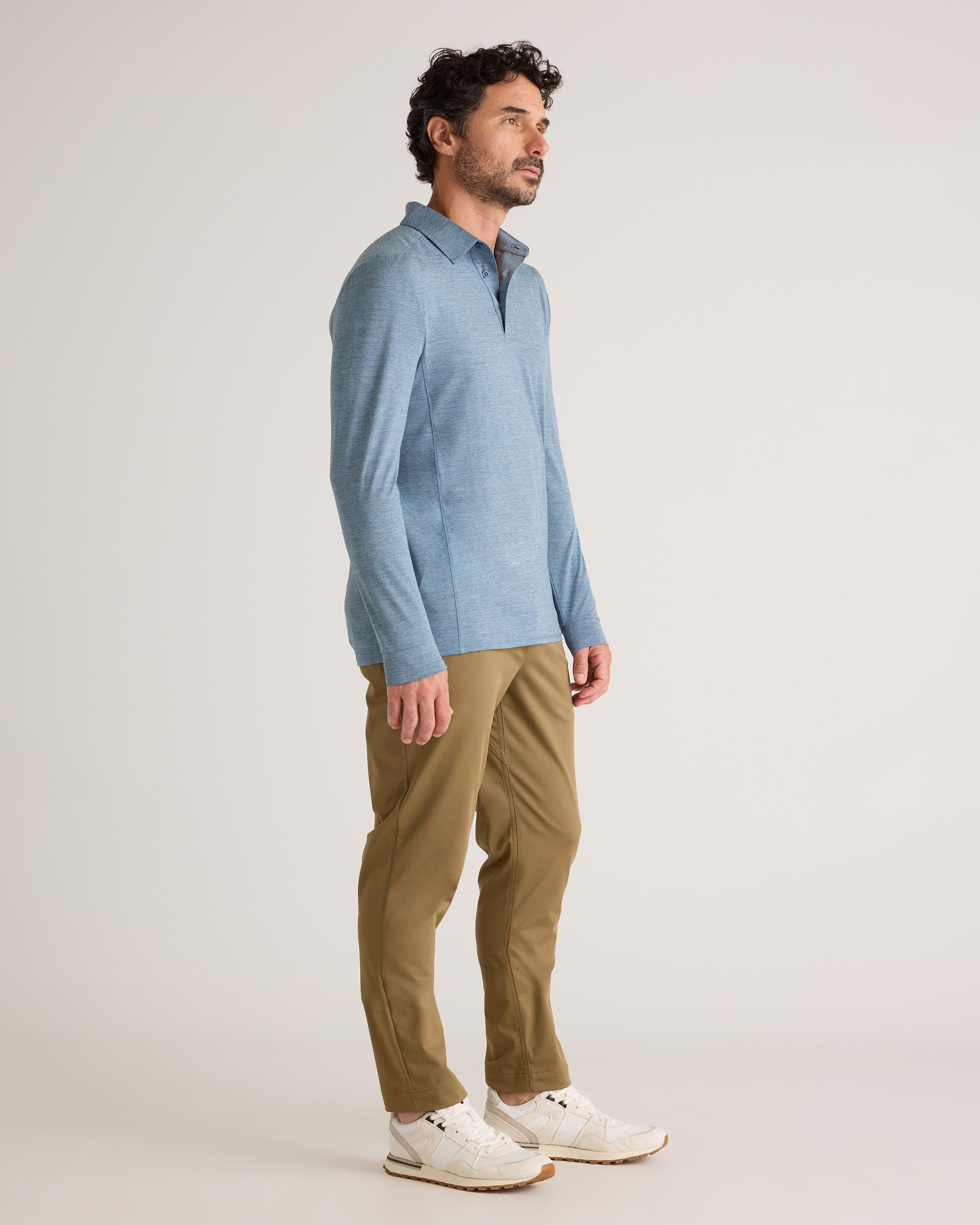 Quince | Men's Flowknit Breeze Performance Long Sleeve Polo Recycled Polyester Product Image