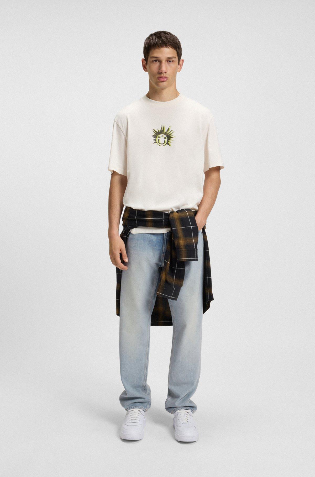 Regular-fit jeans in light-blue cotton denim Product Image