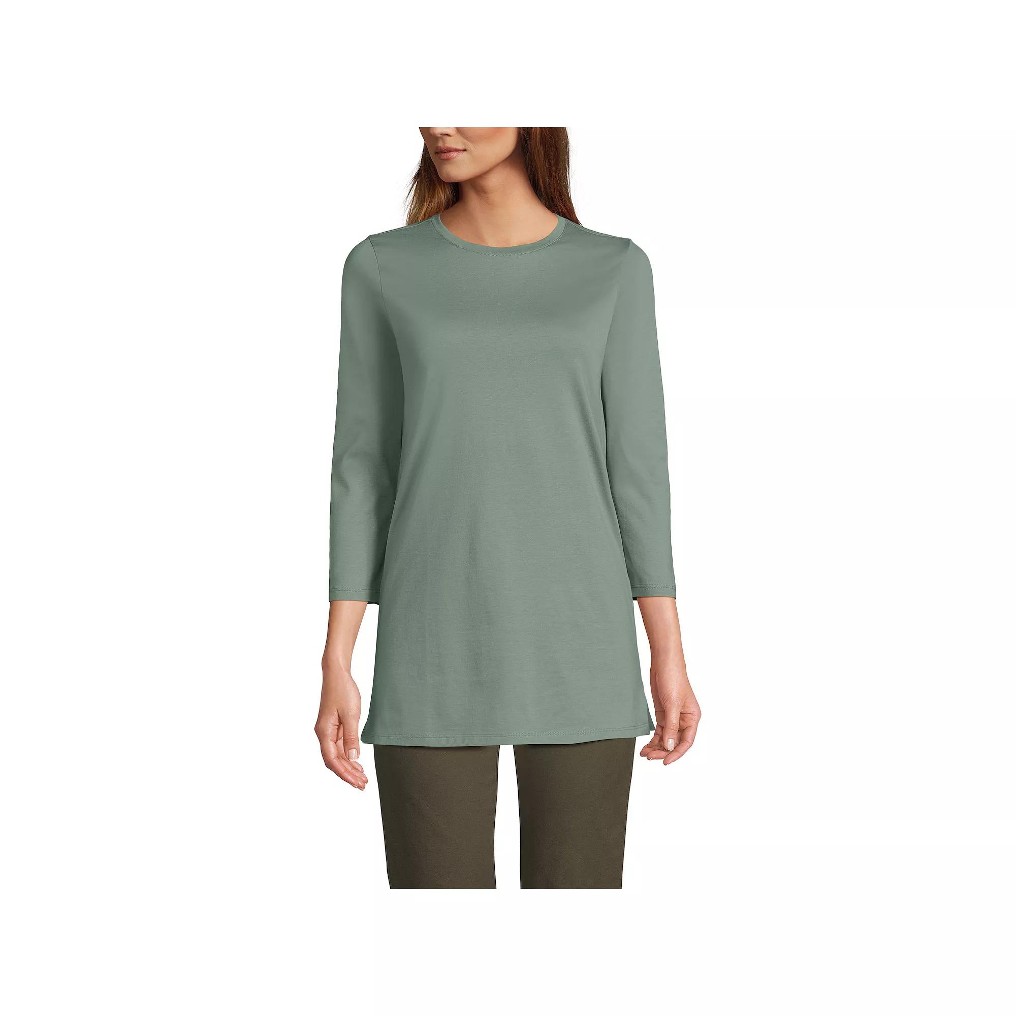 Petite Lands' End 3/4-Sleeve Supima Cotton Crewneck Tunic, Women's,  Product Image
