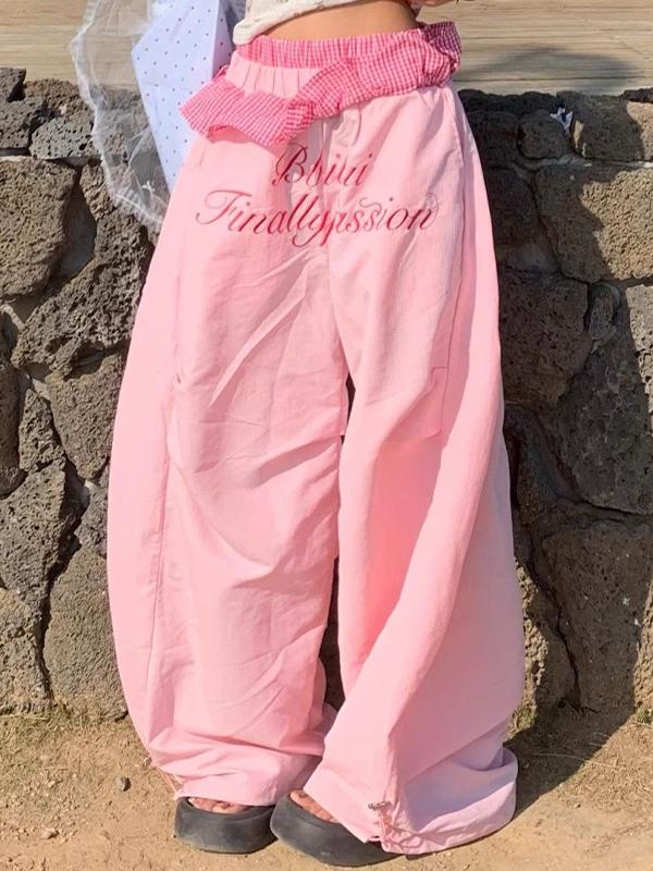 Letter Print Wide Leg Pants Product Image