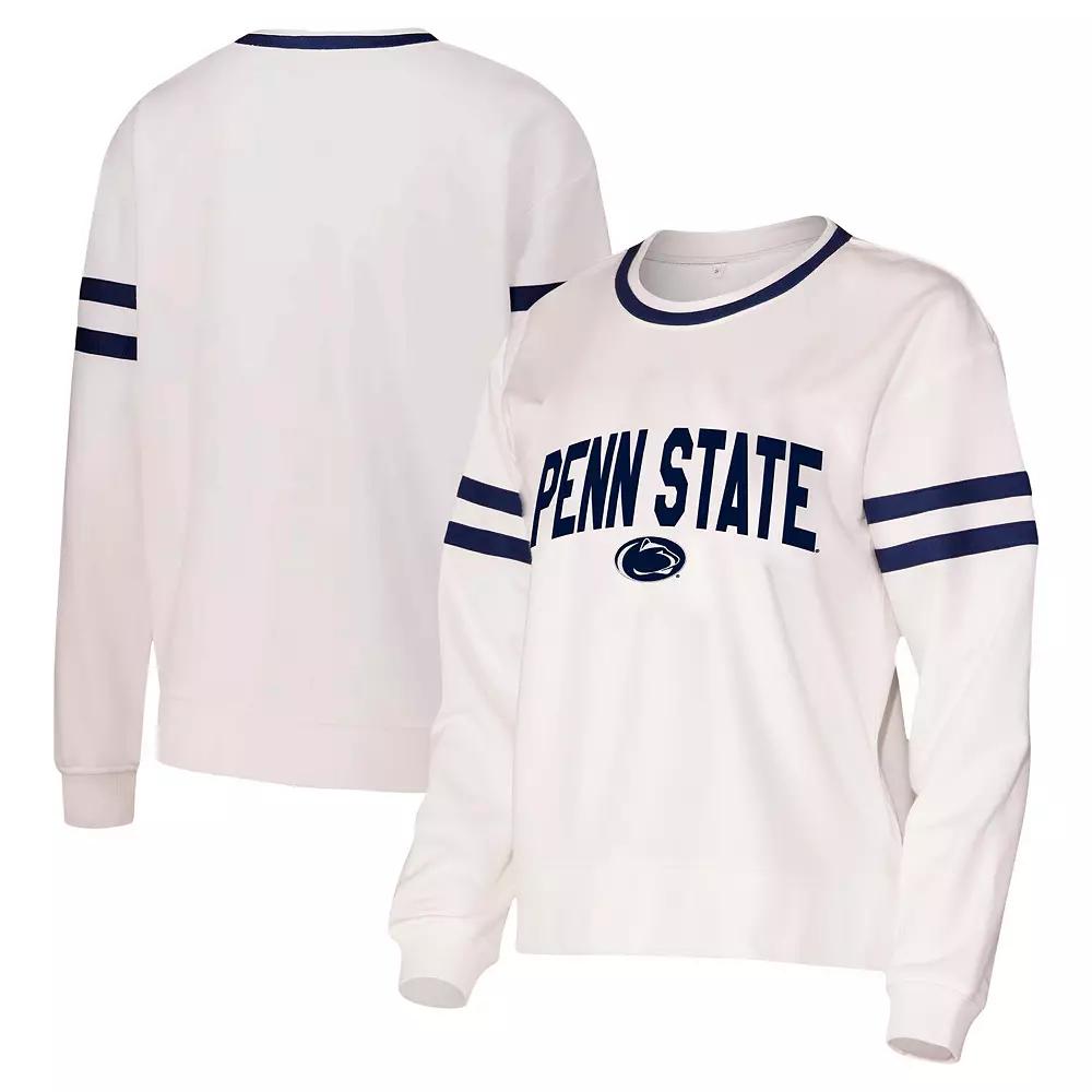 Women's Concepts Sport  White Penn State Nittany Lions Borough French Terry Arch Over Long Sleeve T-Shirt, Size: 2XL Product Image
