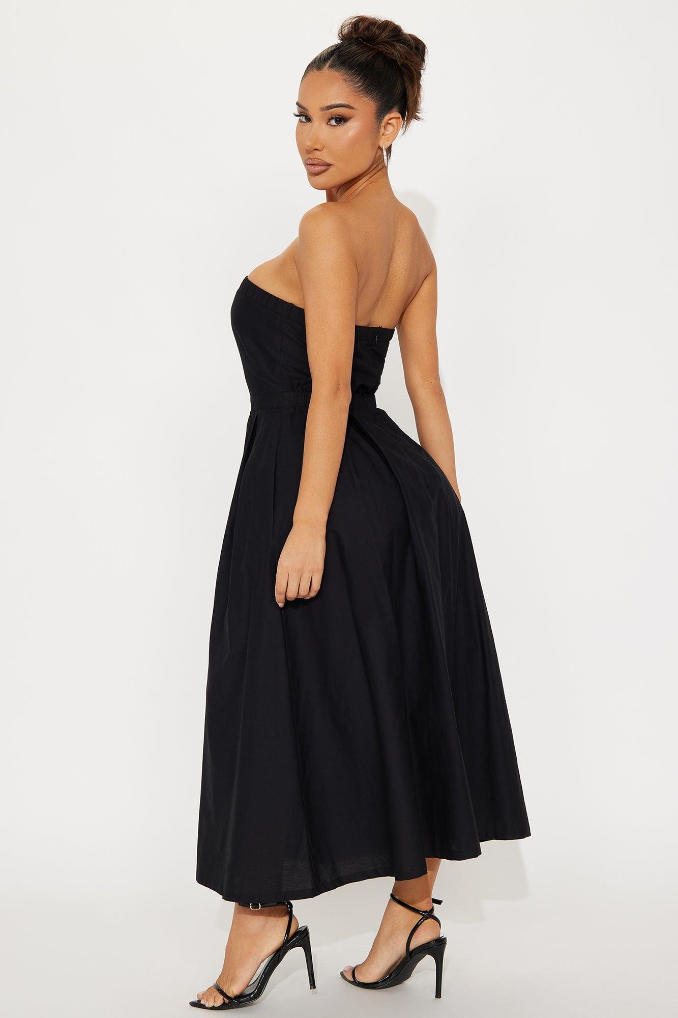 Eliana Poplin Midi Dress - Black Product Image