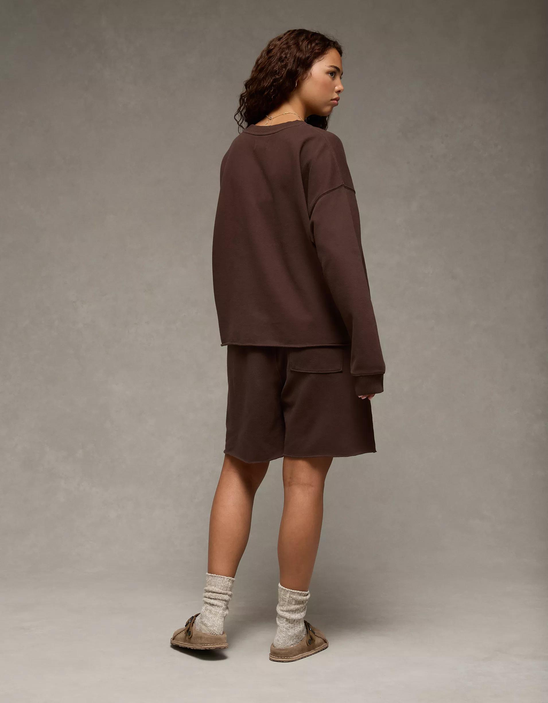 AE Everyday Luxe Cropped Cut-Off Sweatshirt Product Image