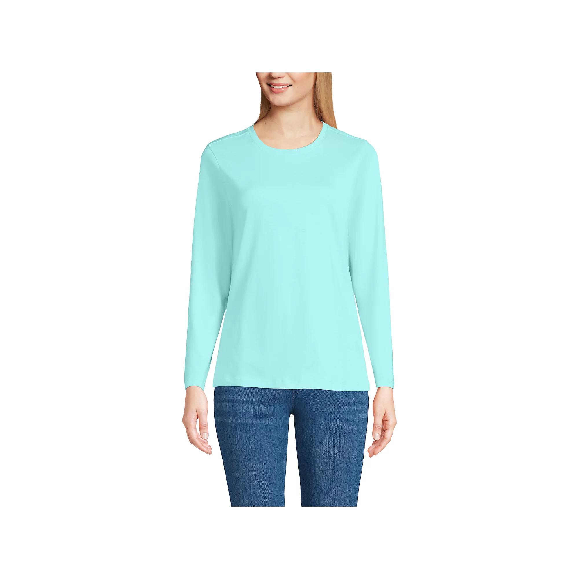 Petite Lands' End Relaxed-Fit Supima Long Sleeve Cotton Crewneck Tee, Women's,  Product Image