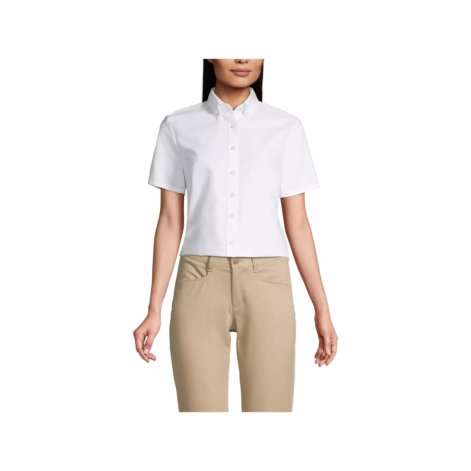 Women's Lands' End School Uniform Short Sleeve Oxford Dress Shirt,  Product Image
