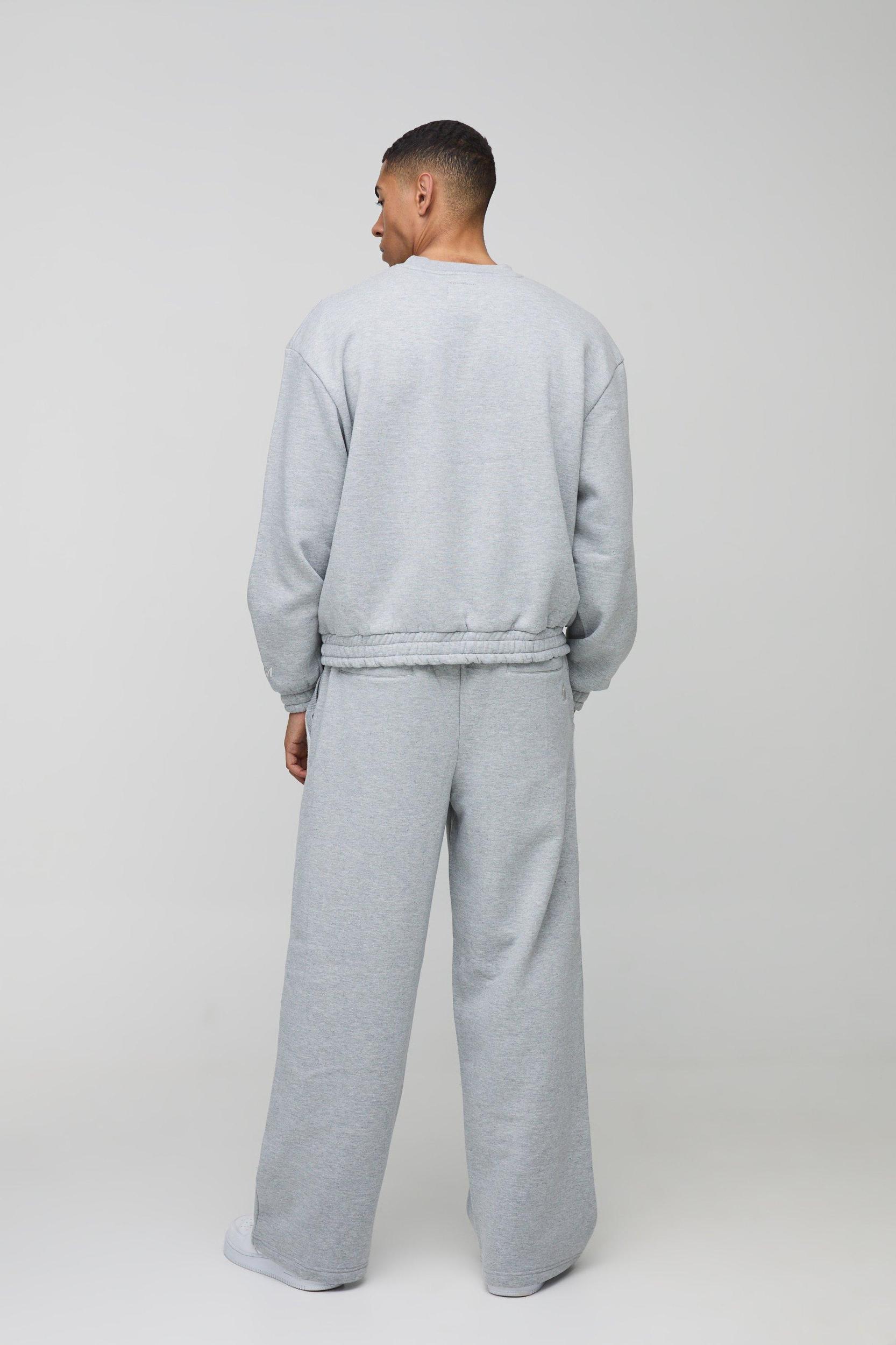 Wide Leg Heavyweight Reverse Pocket 3D Embroidered Sweatpants | boohooMAN USA Product Image