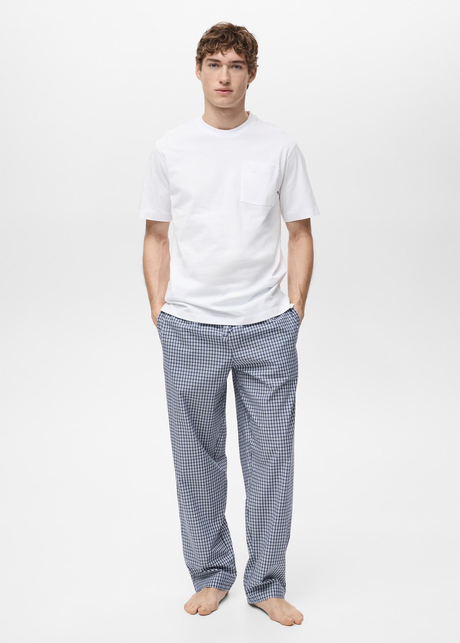 100% cotton check pyjama set - Men | MANGO USA Product Image
