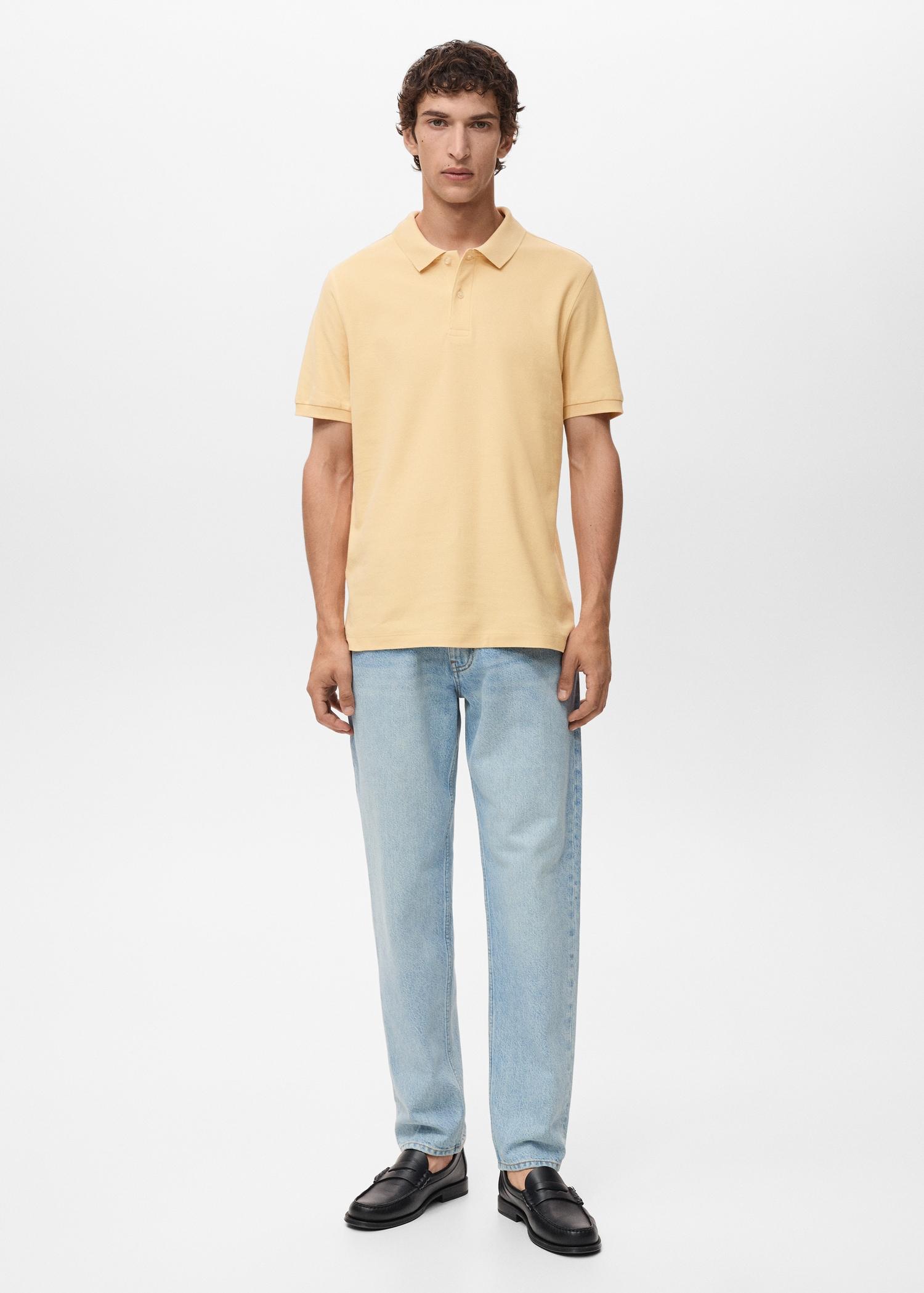 Regular-fit cotton piqué polo shirt - Men | MANGO USA Product Image