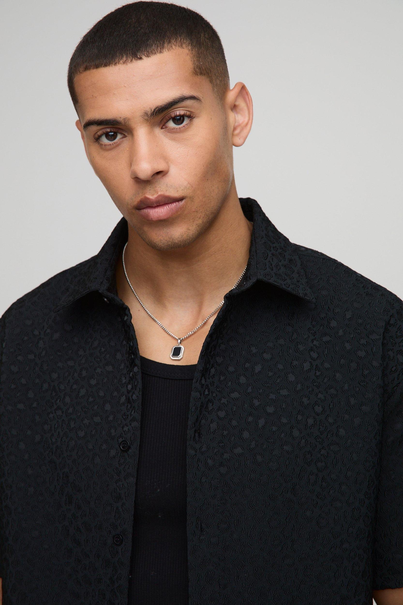 Oversized Leopard Jacquard Shirt | boohooMAN USA Product Image