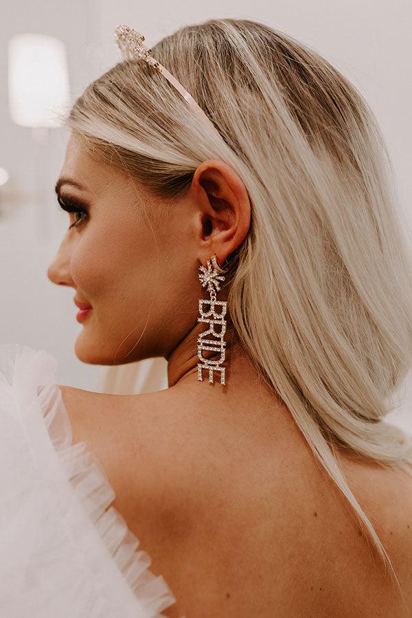 Bride Rhinestone Earrings in Gold Product Image