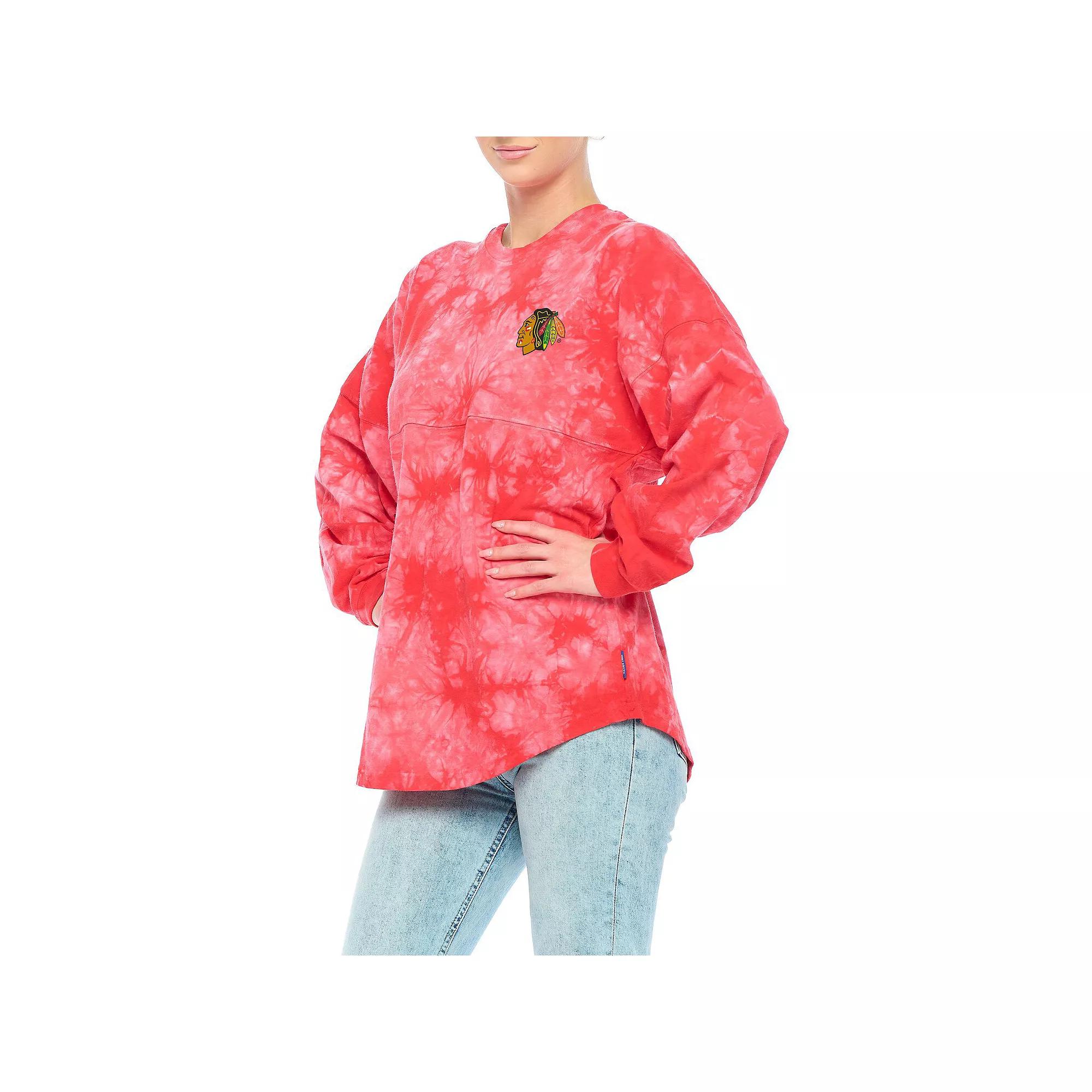 Women's Fanatics Branded Red Carolina Hurricanes Crystal-Dye Long Sleeve T-Shirt, Size: Small Product Image