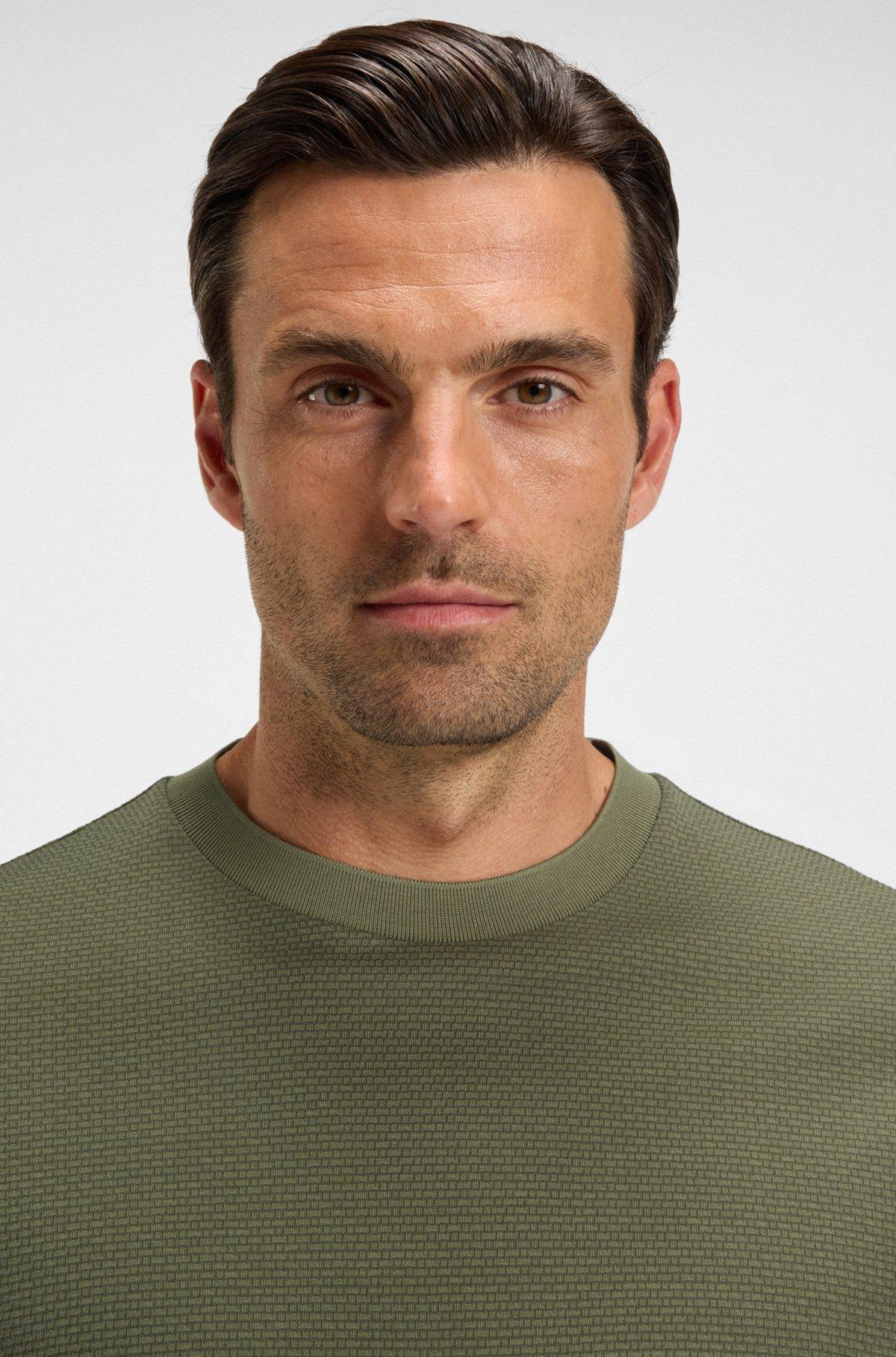 Geometric-jacquard T-shirt in mercerized cotton Product Image