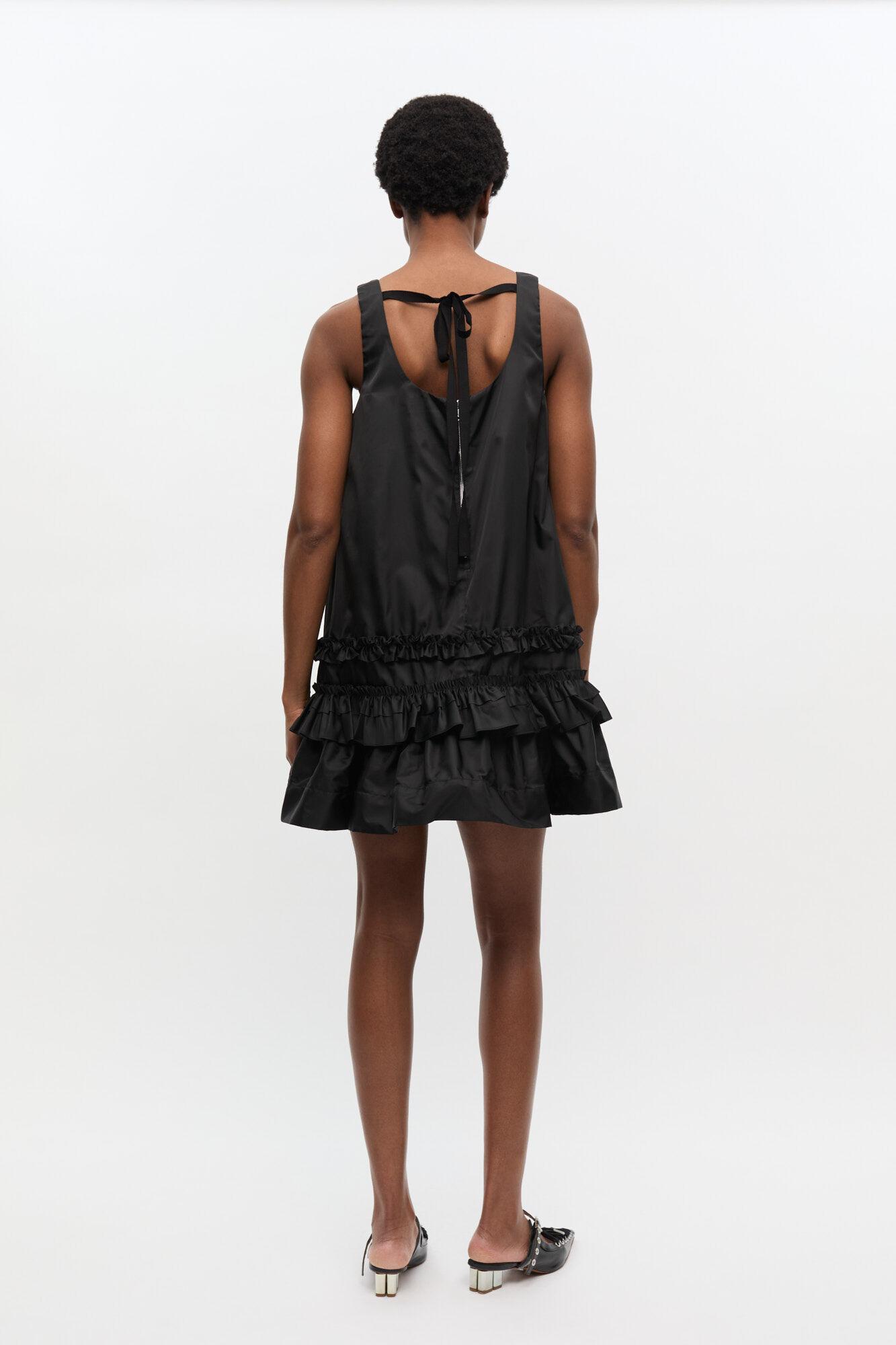 Black Duchesse Nylon Mini Dress Product Image