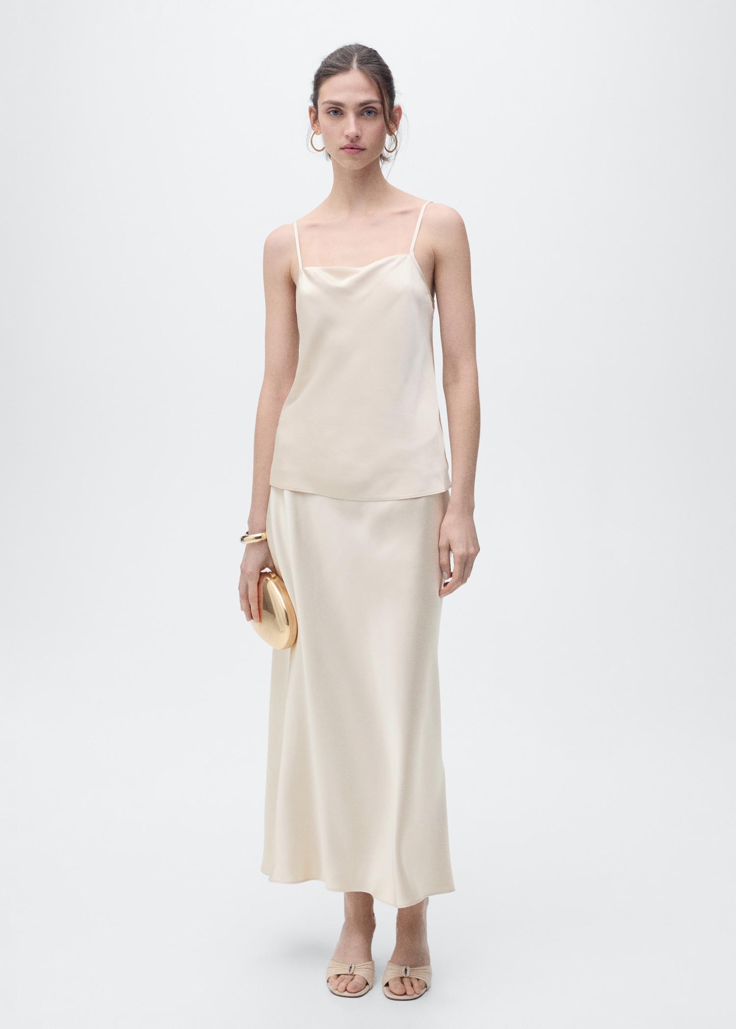 Midi satin skirt - Women | MANGO USA Product Image