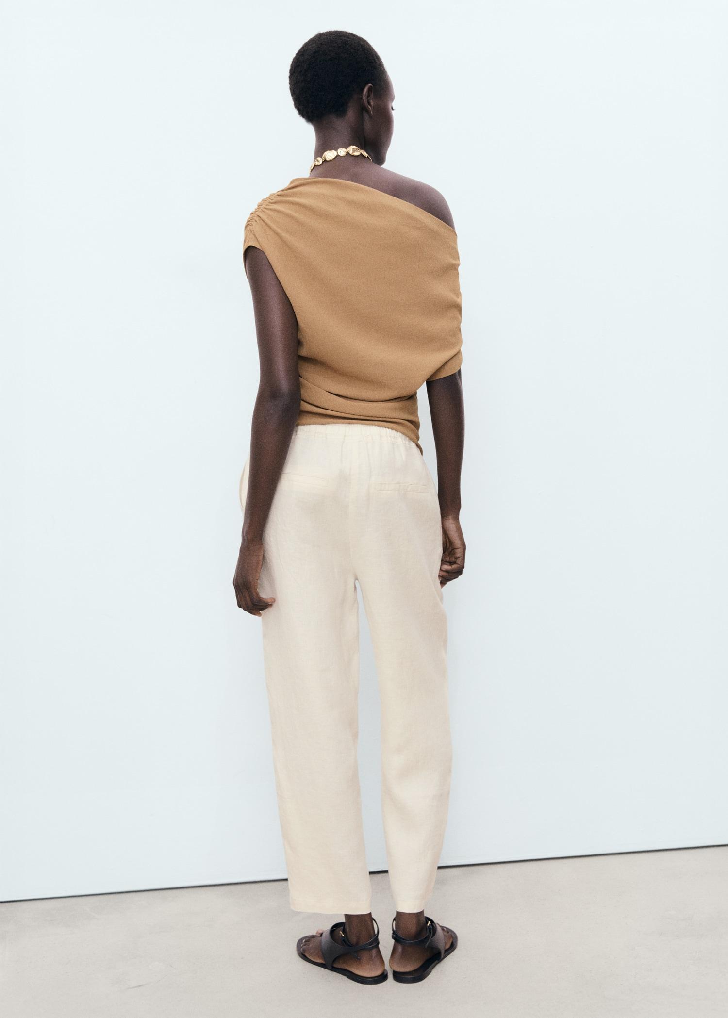 Linen pants with drawstring - Women | MANGO USA Product Image