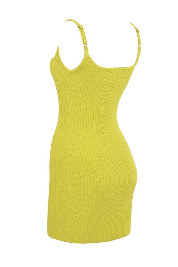 Neri  acid lime textured cotton knit mini dress - sale Product Image