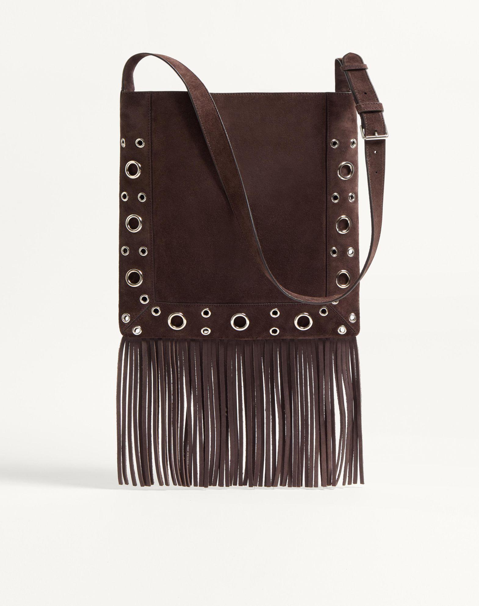 Valentino Garavani Nellcôte Suede Shoulder Bag With Fringes Product Image