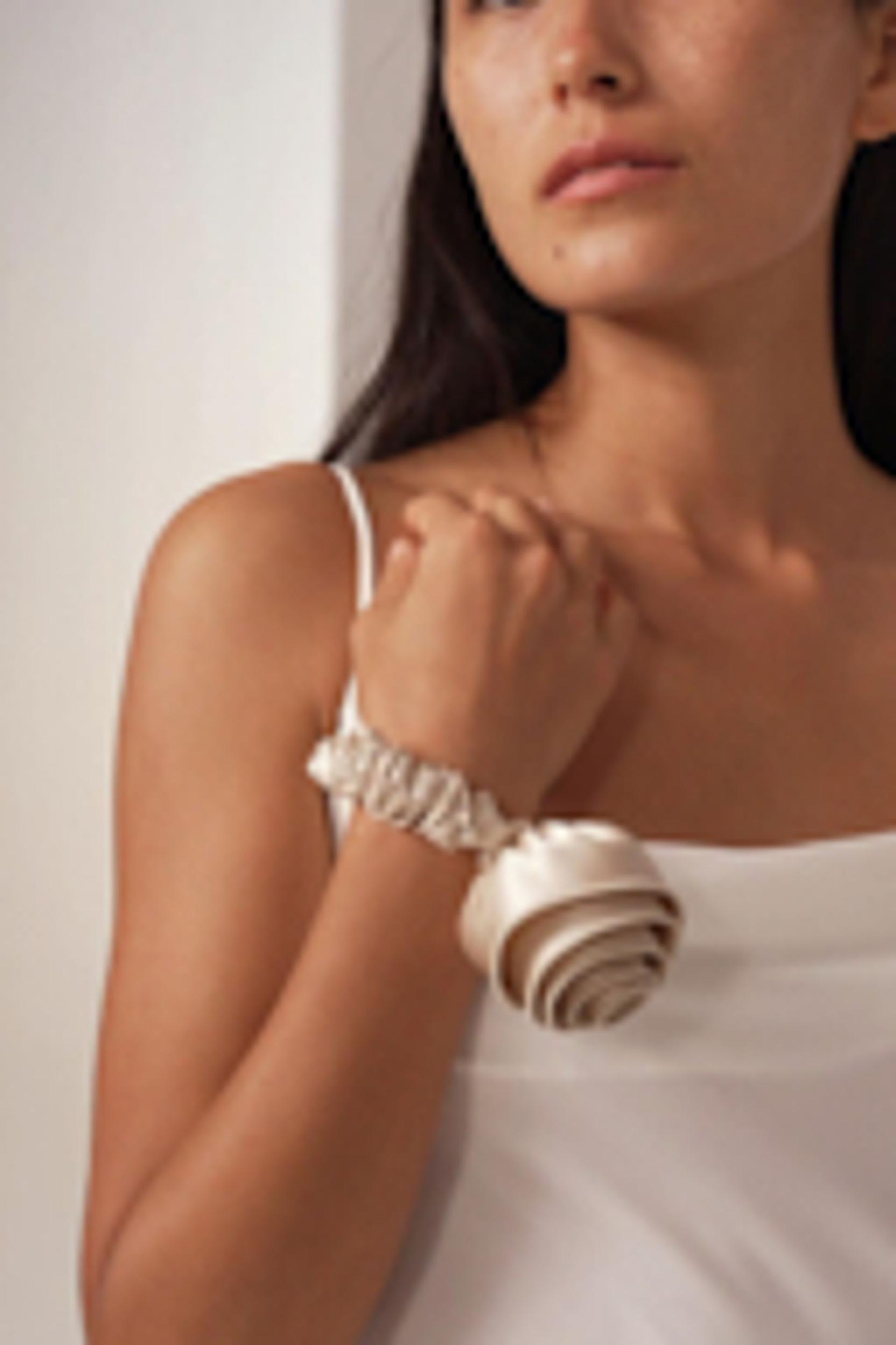 Champagne Rosette Silk Scrunchie Product Image