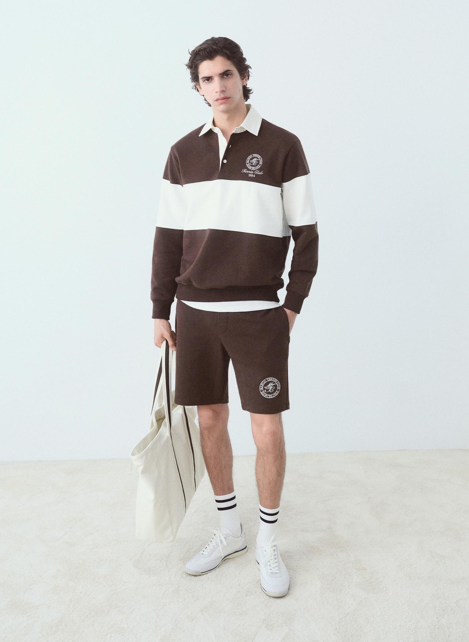 Embroidered cotton bermuda shorts - Men | MANGO USA Product Image