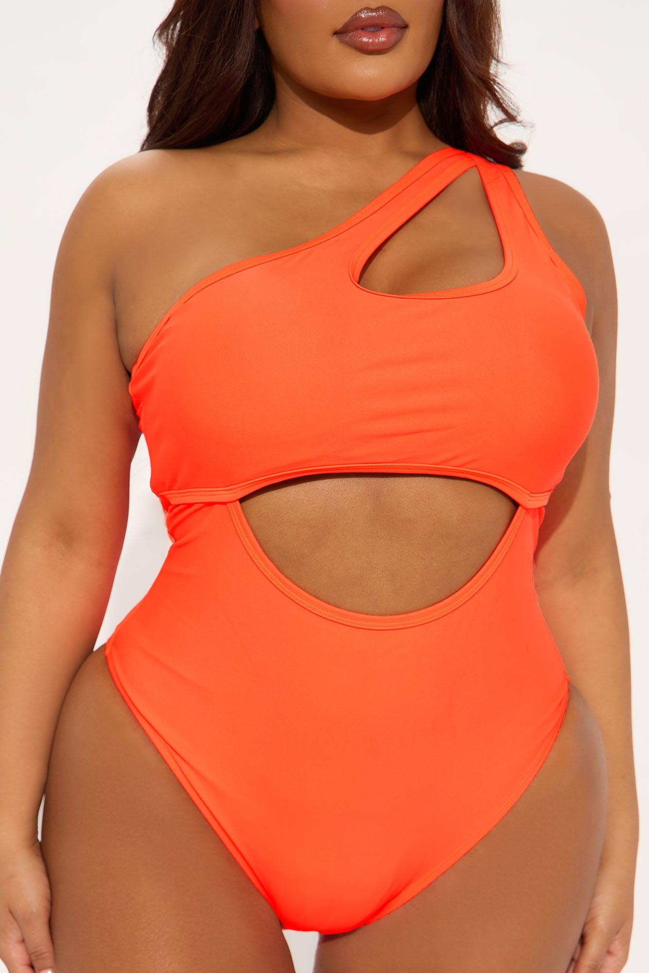 Nicole One Shoulder Cutout 1 Piece Swimsuit - Orange Product Image
