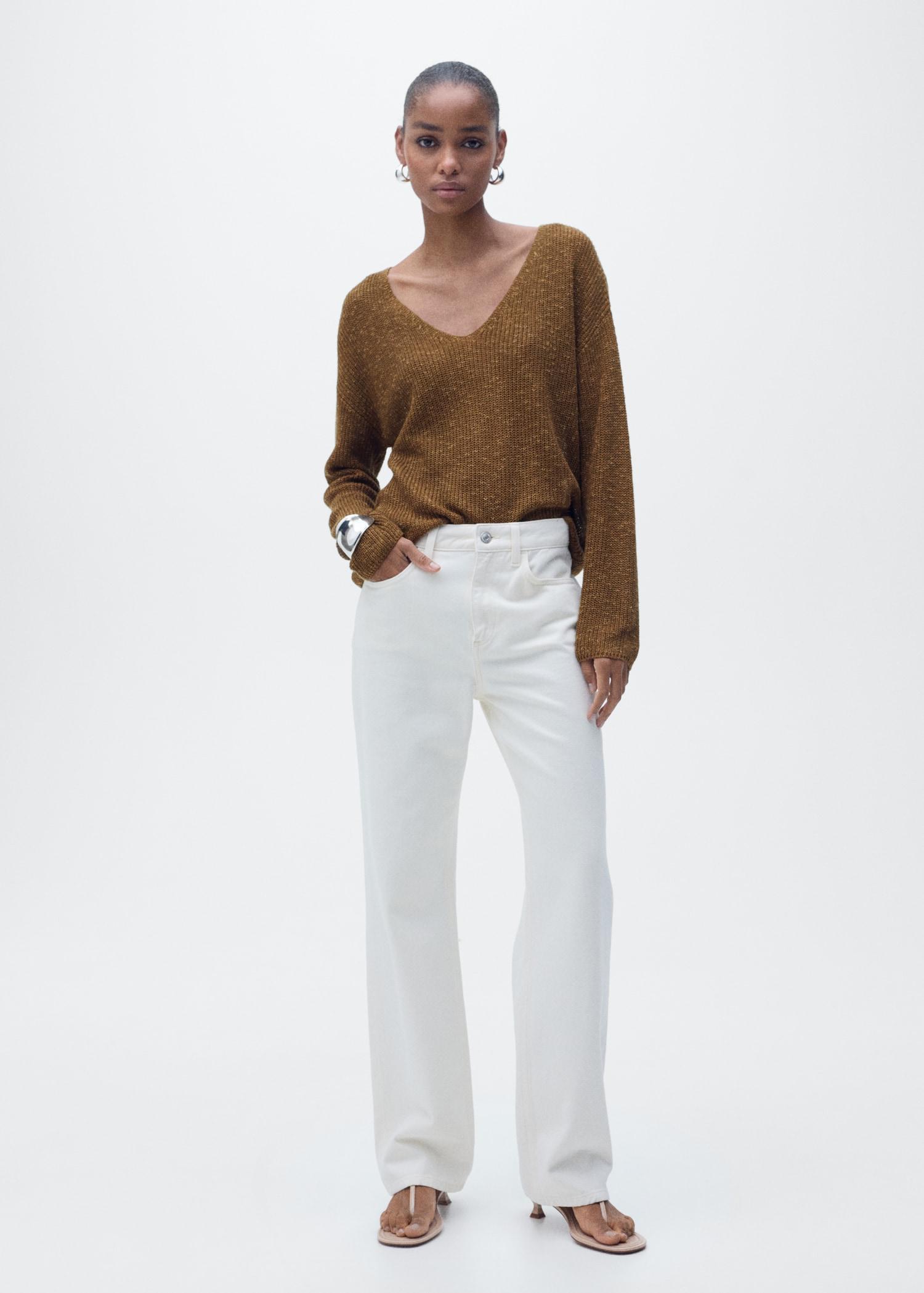 V-neck knit sweater - Women | MANGO USA Product Image