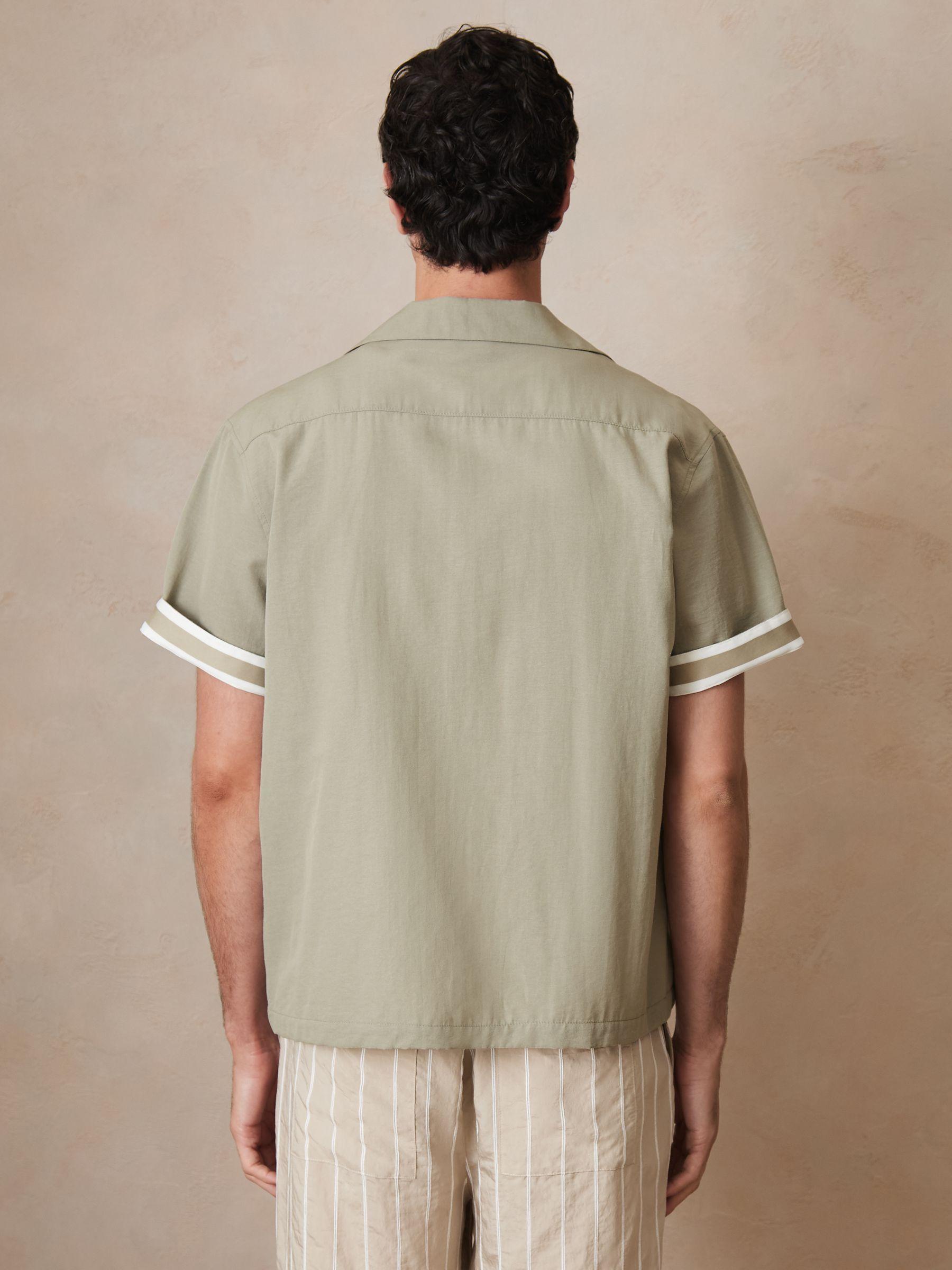 Reiss | Ché Motif-Embroidered Shirt in Sage/White Product Image