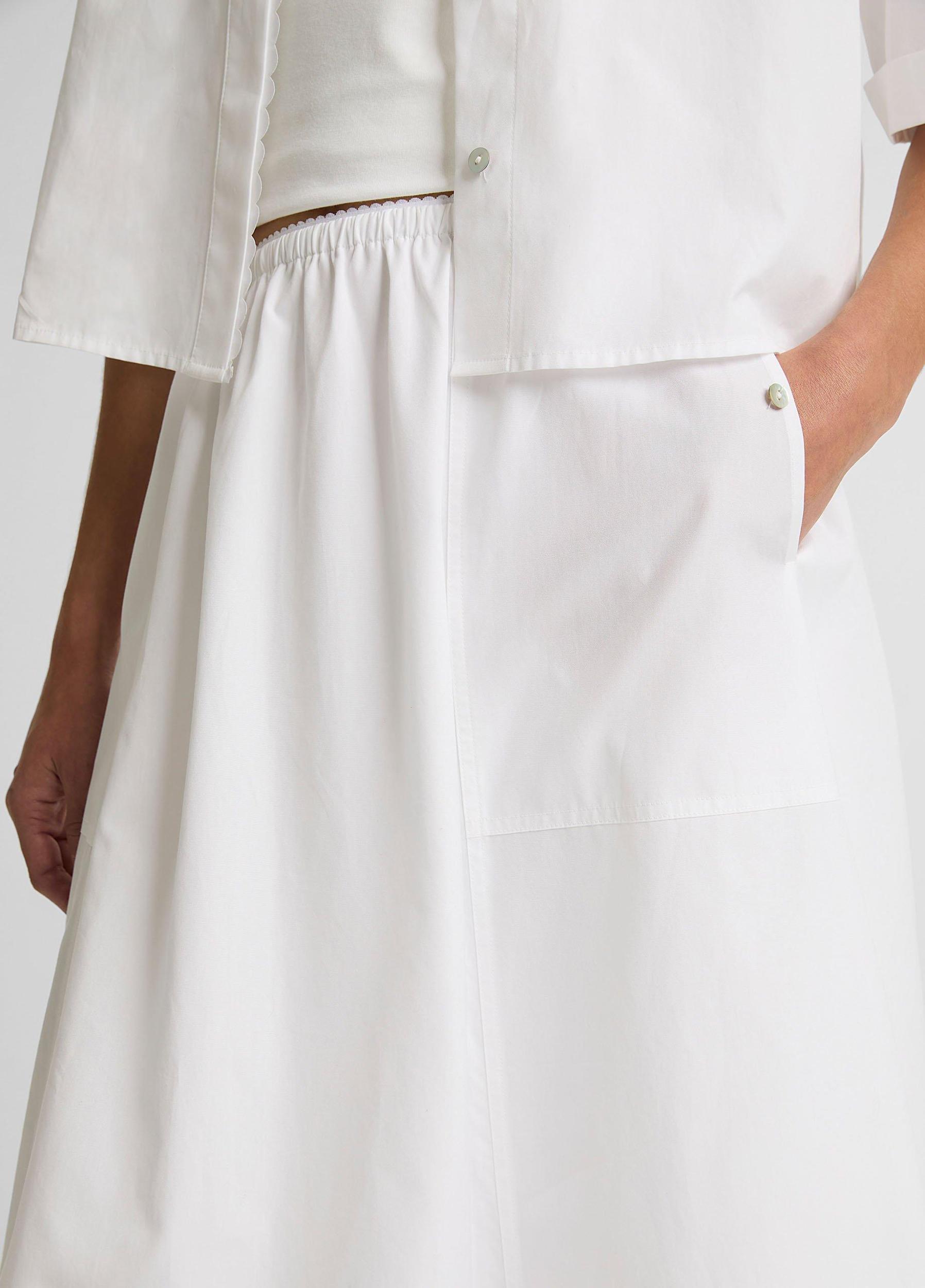 Scallop-Detail Cotton Midi Skirt Product Image