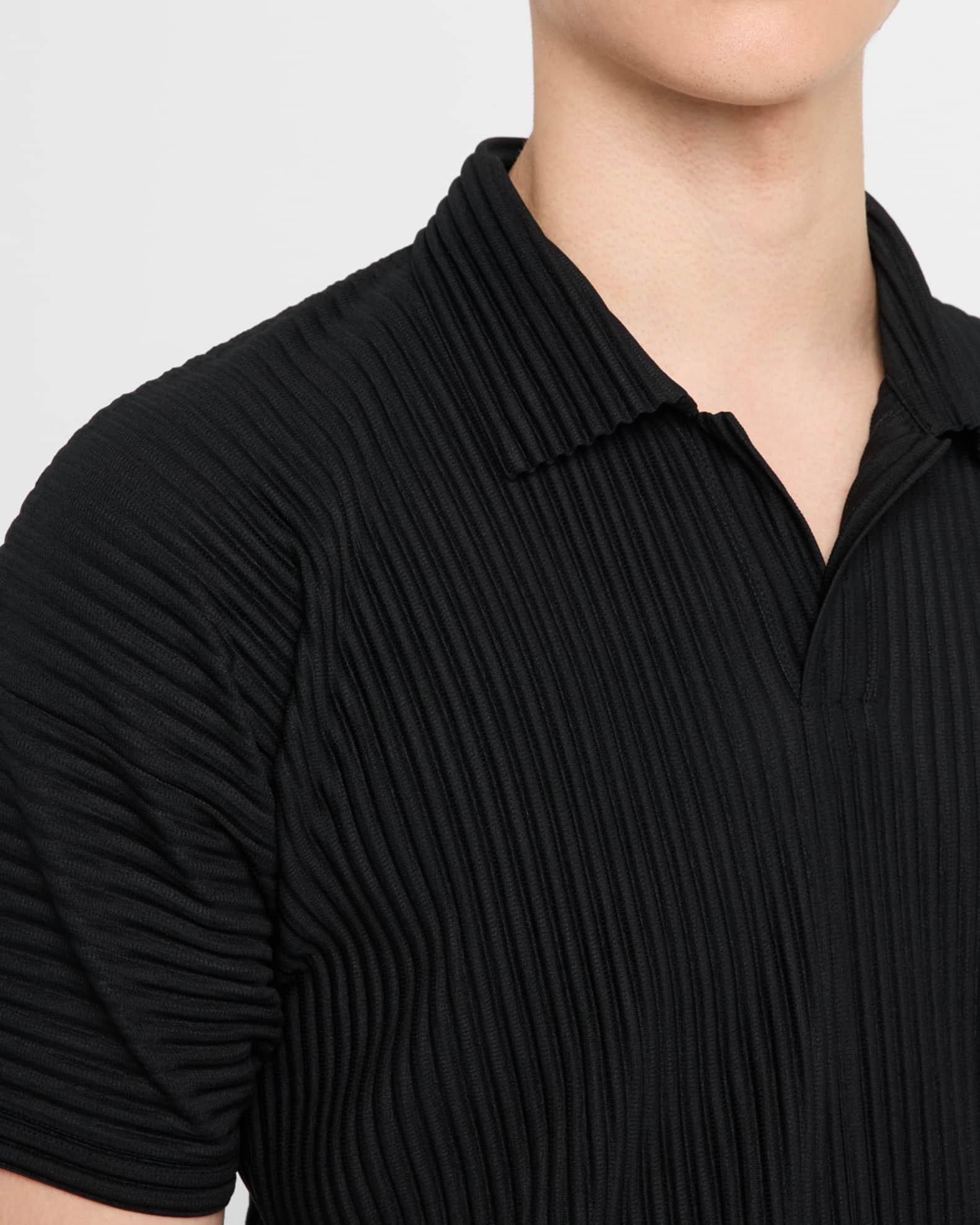 Men's Pleated Johnny Collar Polo Shirt Product Image