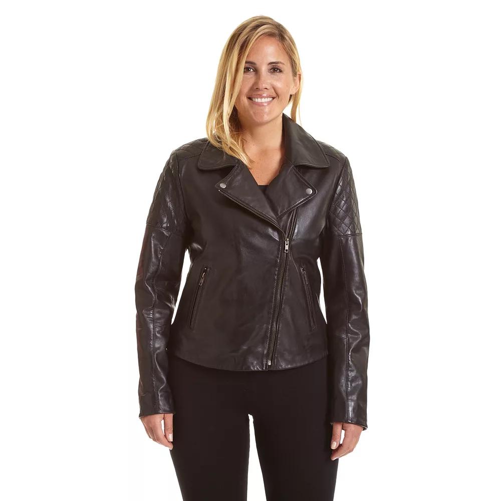Plus Size Excelled Asymmetrical Leather Motorcycle Jacket, Women's, Size: 2XL, Black Product Image