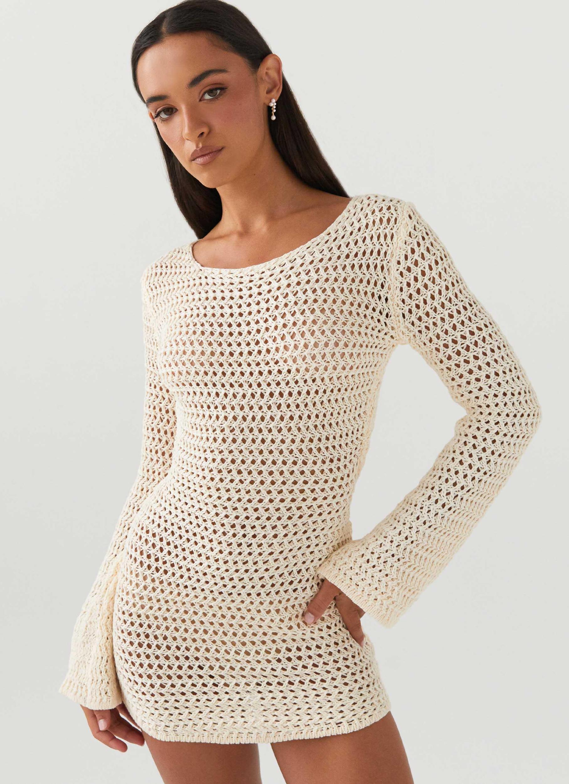 Down For The Ride Crochet Mini Dress - Ivory Product Image