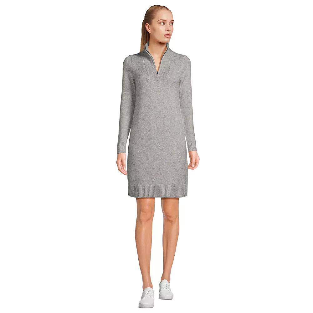 Womens Lands End Cozy Lofty Quarter Zip Sweater Dress Product Image