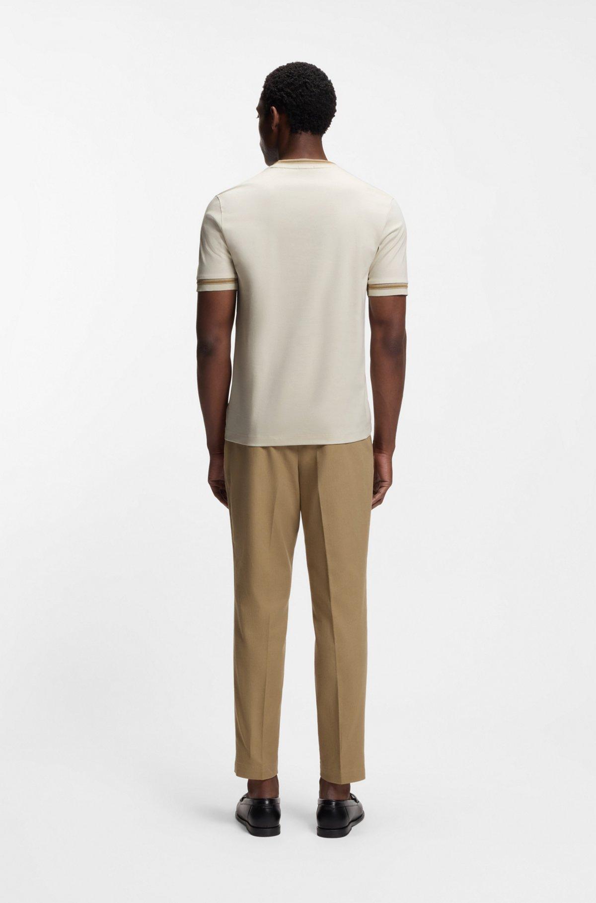 Contrast-tipping slim-fit T-shirt in mercerised cotton Product Image
