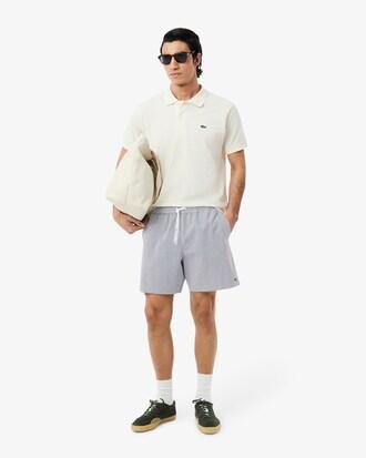 Mid Length Striped Textured Swim Trunks Product Image