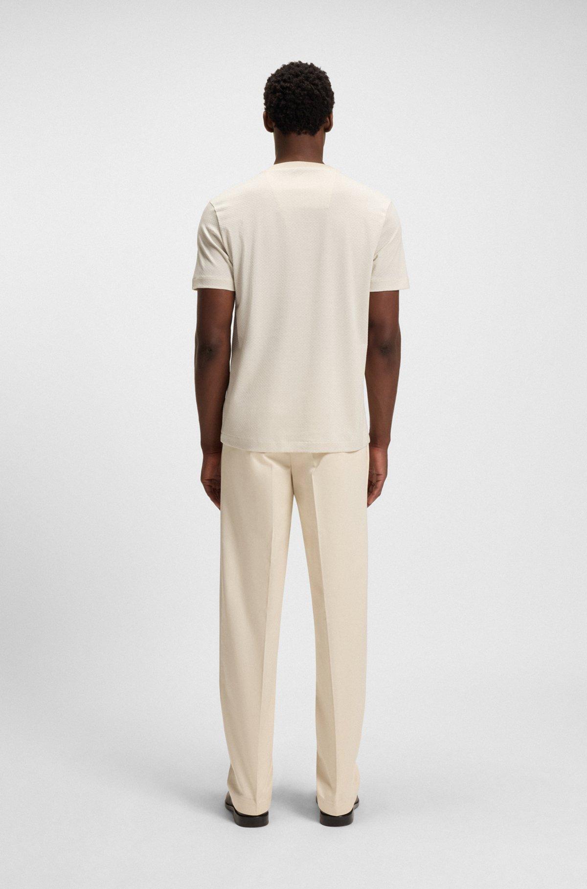 BOSS - Geometric-jacquard T-shirt in mercerized cotton - White Product Image