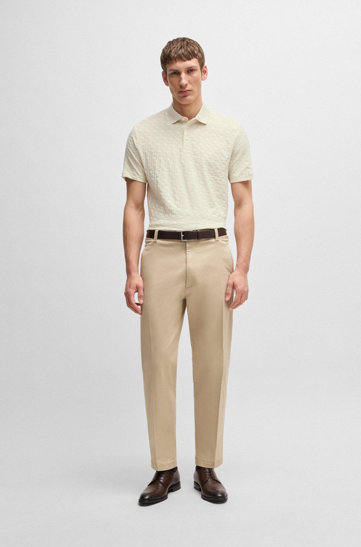 Cotton polo shirt with tonal monogram jacquard Product Image