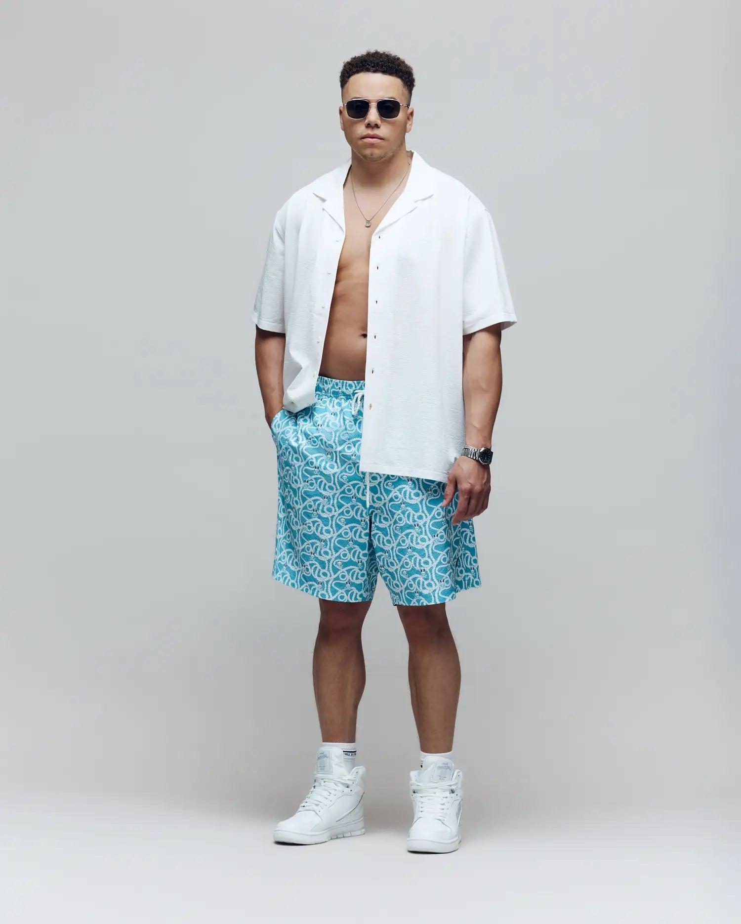 MENS BIG AND TALL JAYME KNIT SEERSUCKER CABANA COLLAR SHIRT - BT0300001 Product Image