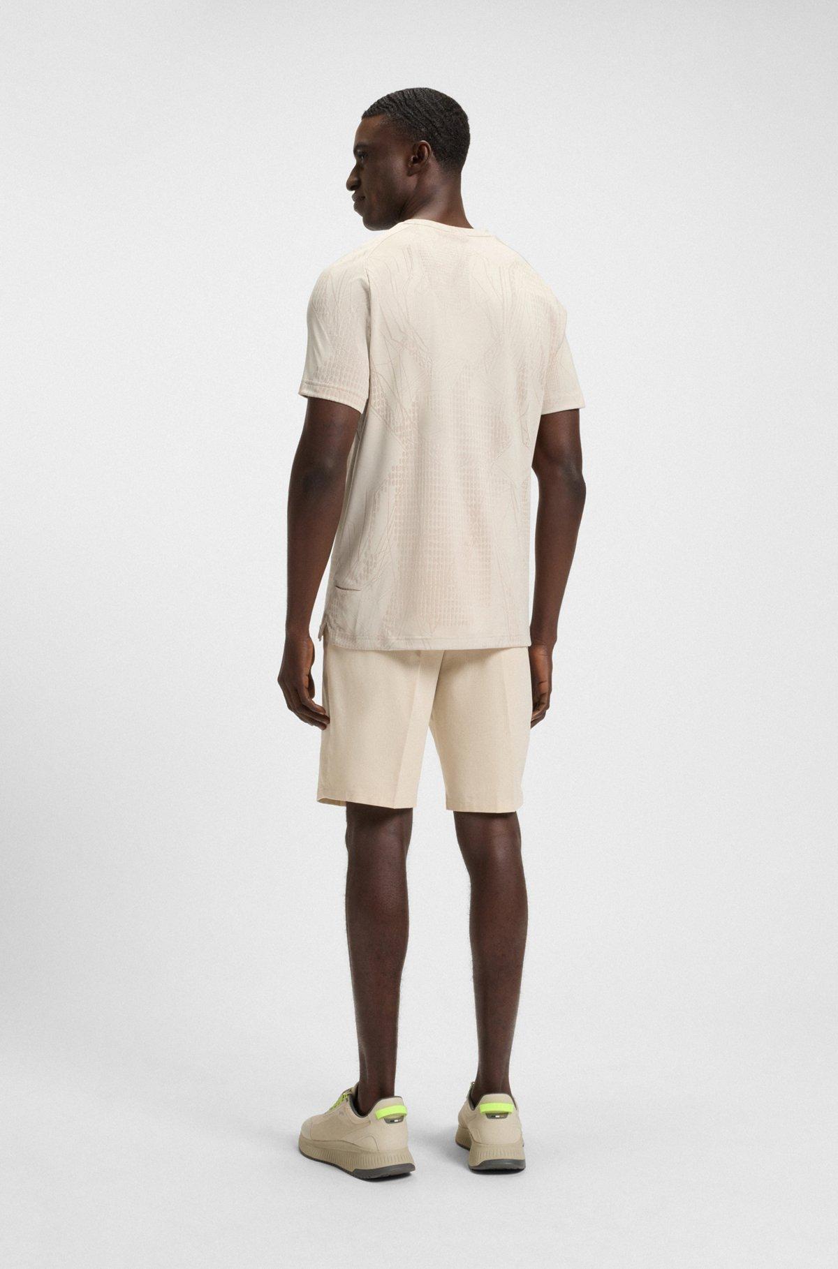 BOSS - Active jacquard-pattern T-shirt with moisture management - Light Beige Product Image