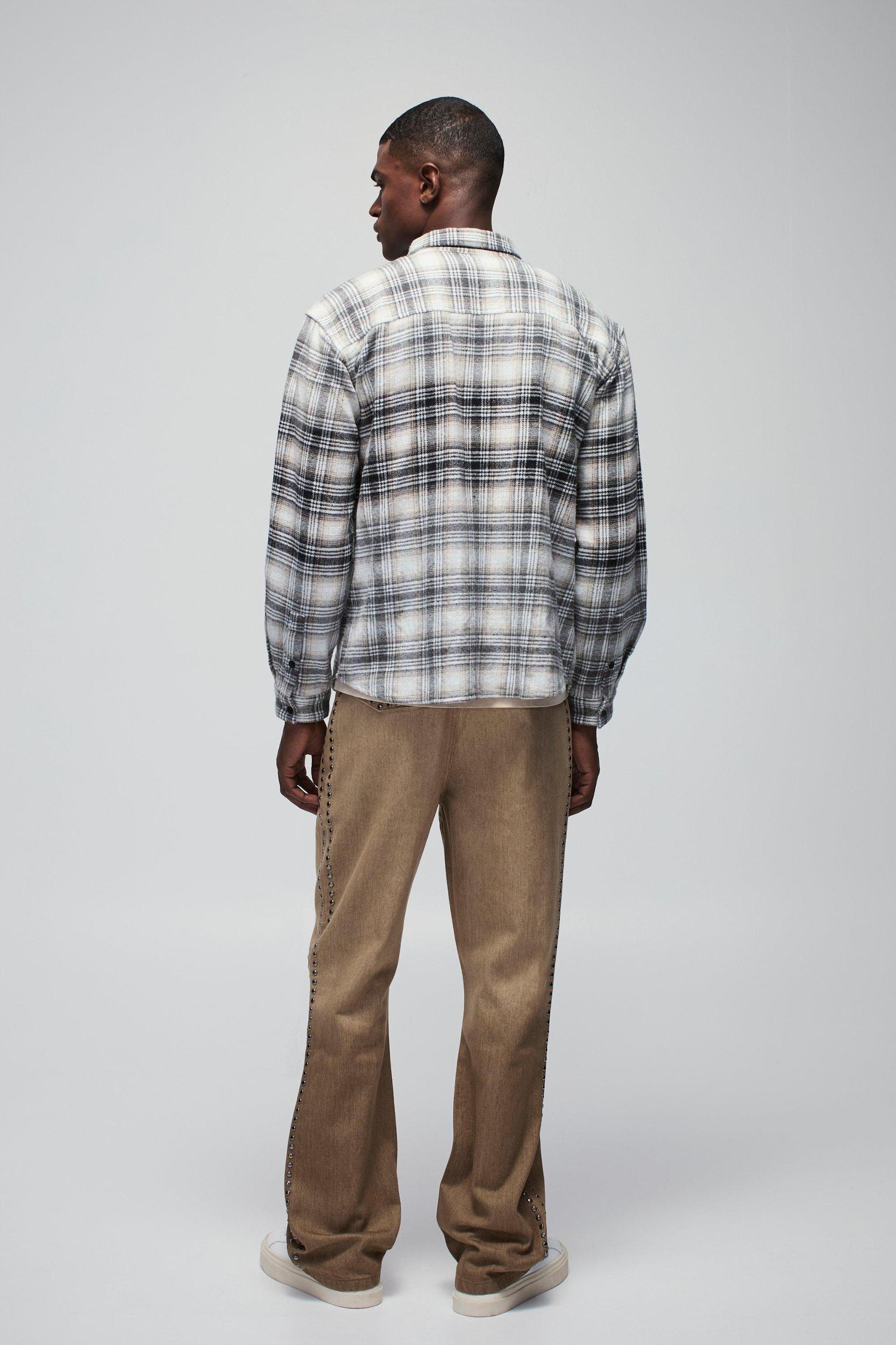 Slim Flare Silver Studded Jeans | boohooMAN USA Product Image