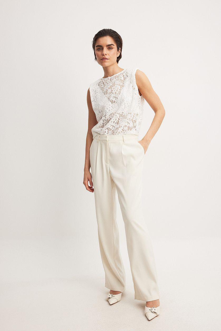 Sharp Shoulder Lace Top Product Image