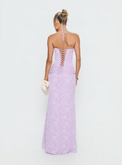 Love From Portofino Corset Maxi Dress Lilac Product Image