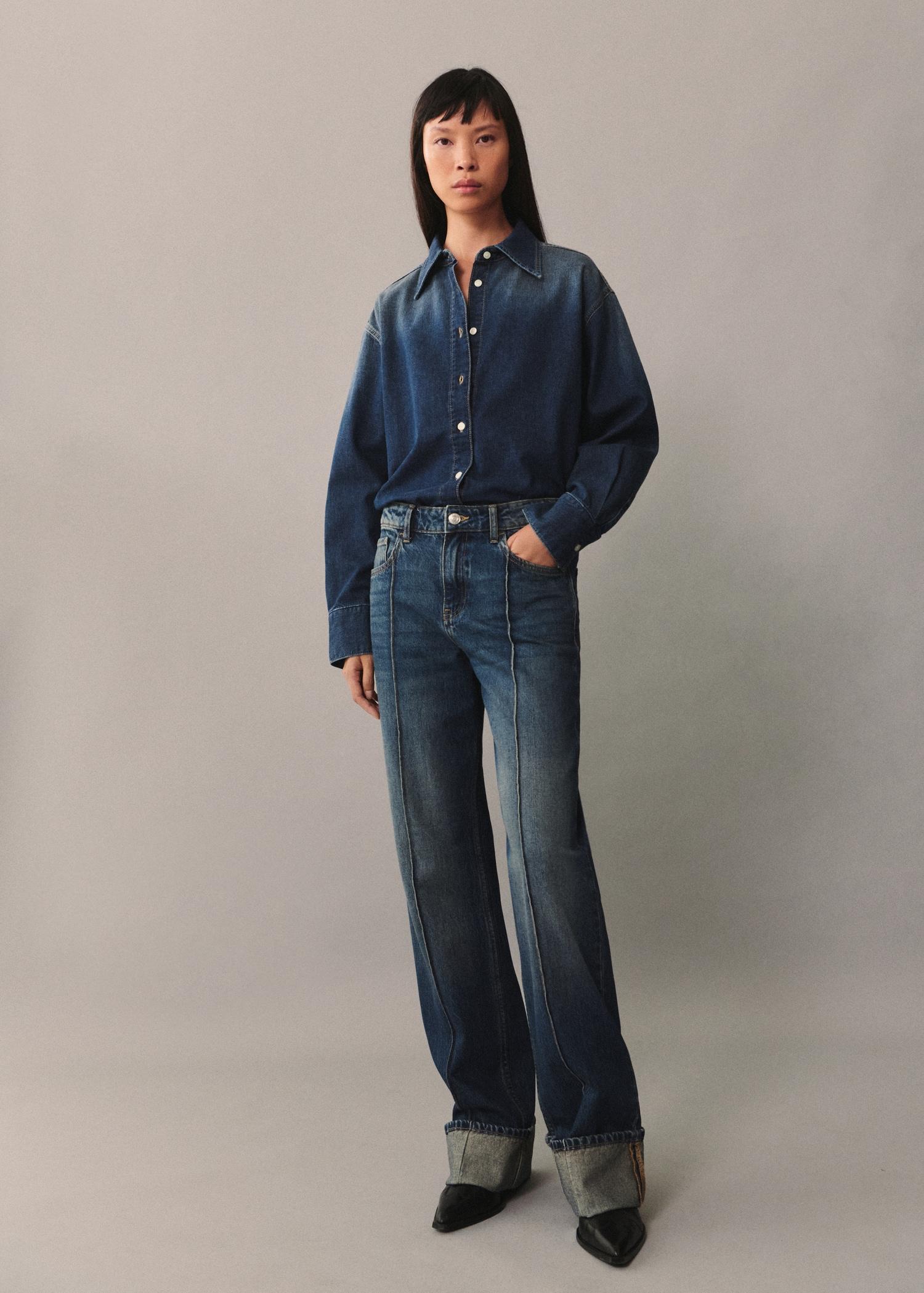 Oversize denim shirt - Women | MANGO USA Product Image
