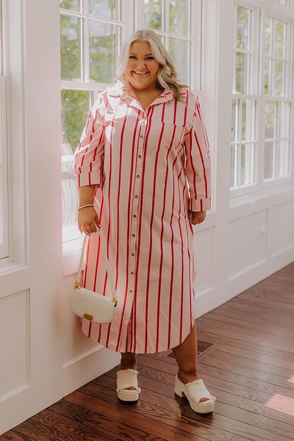 Coastline Chic Stripe Midi Dress Curves Product Image