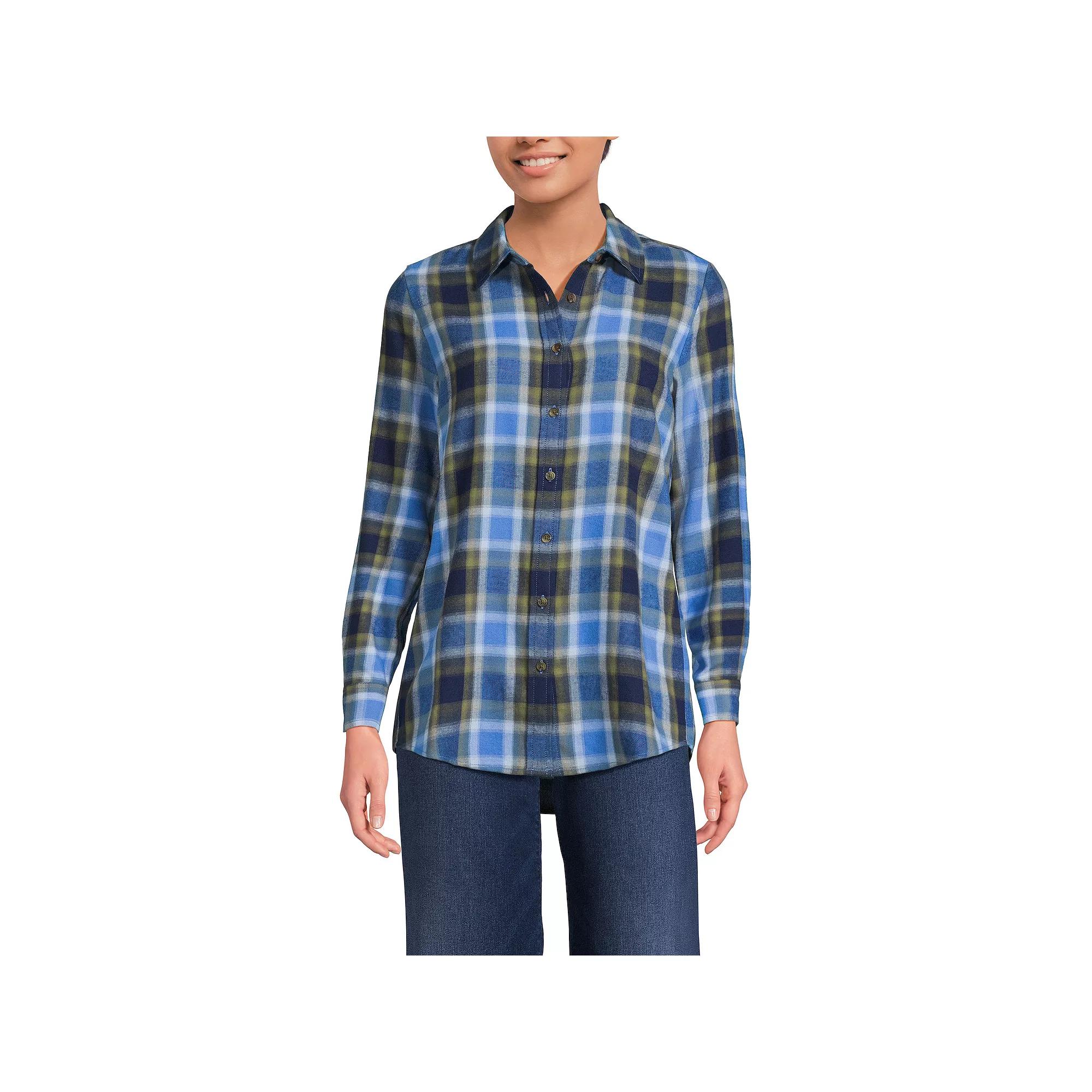 Women's Lands' End Flannel Boyfriend Shirt,  Product Image
