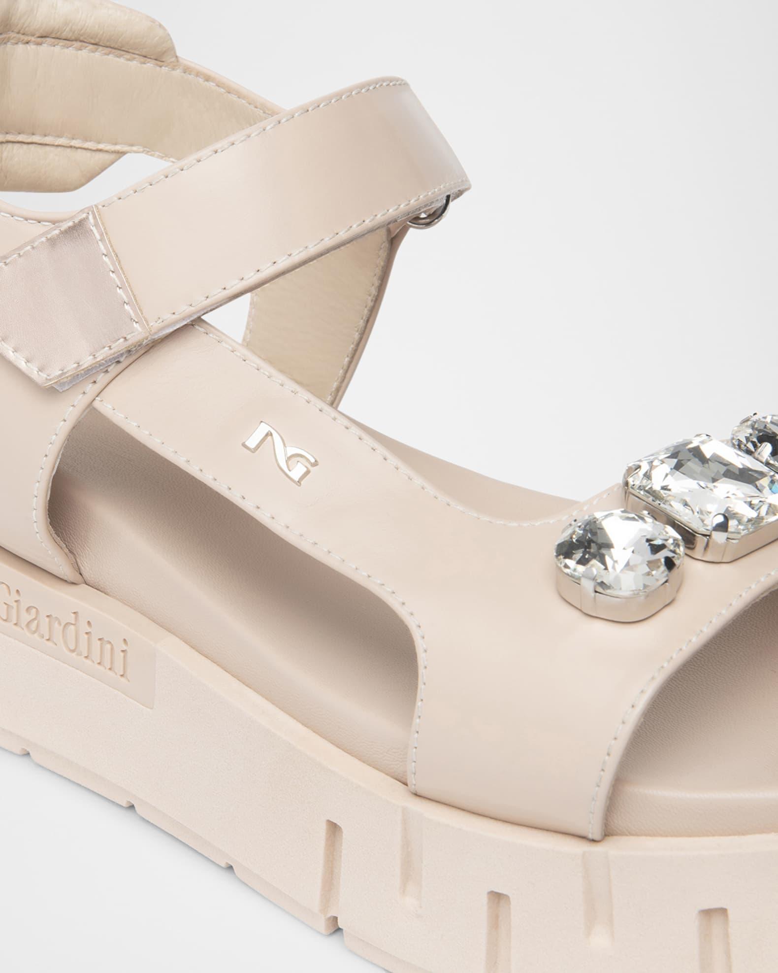 Stone Embellished Leather Sandals Product Image