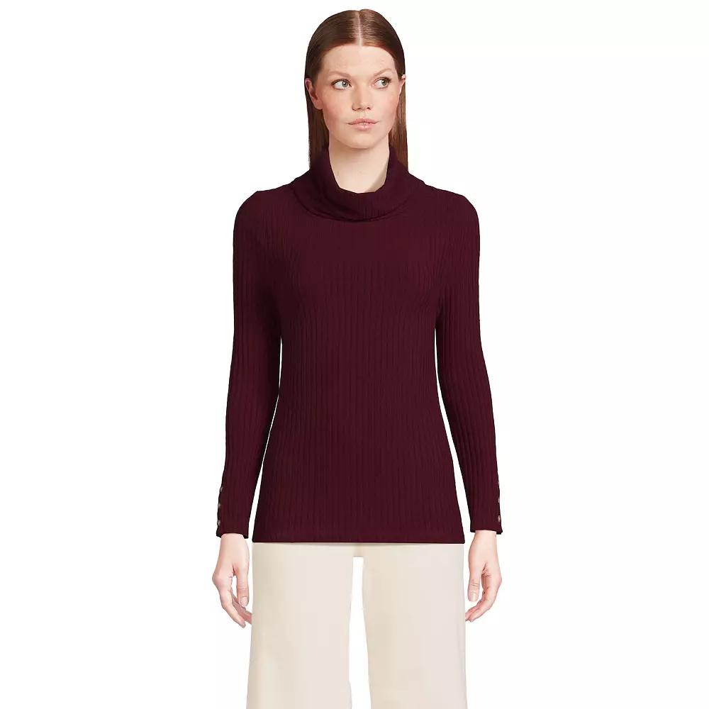 Women's Lands' End Long-Sleeve Wide Rib Turtleneck,  Product Image