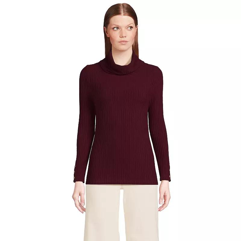 Women's Lands' End Long-Sleeve Wide Rib Turtleneck,  Product Image