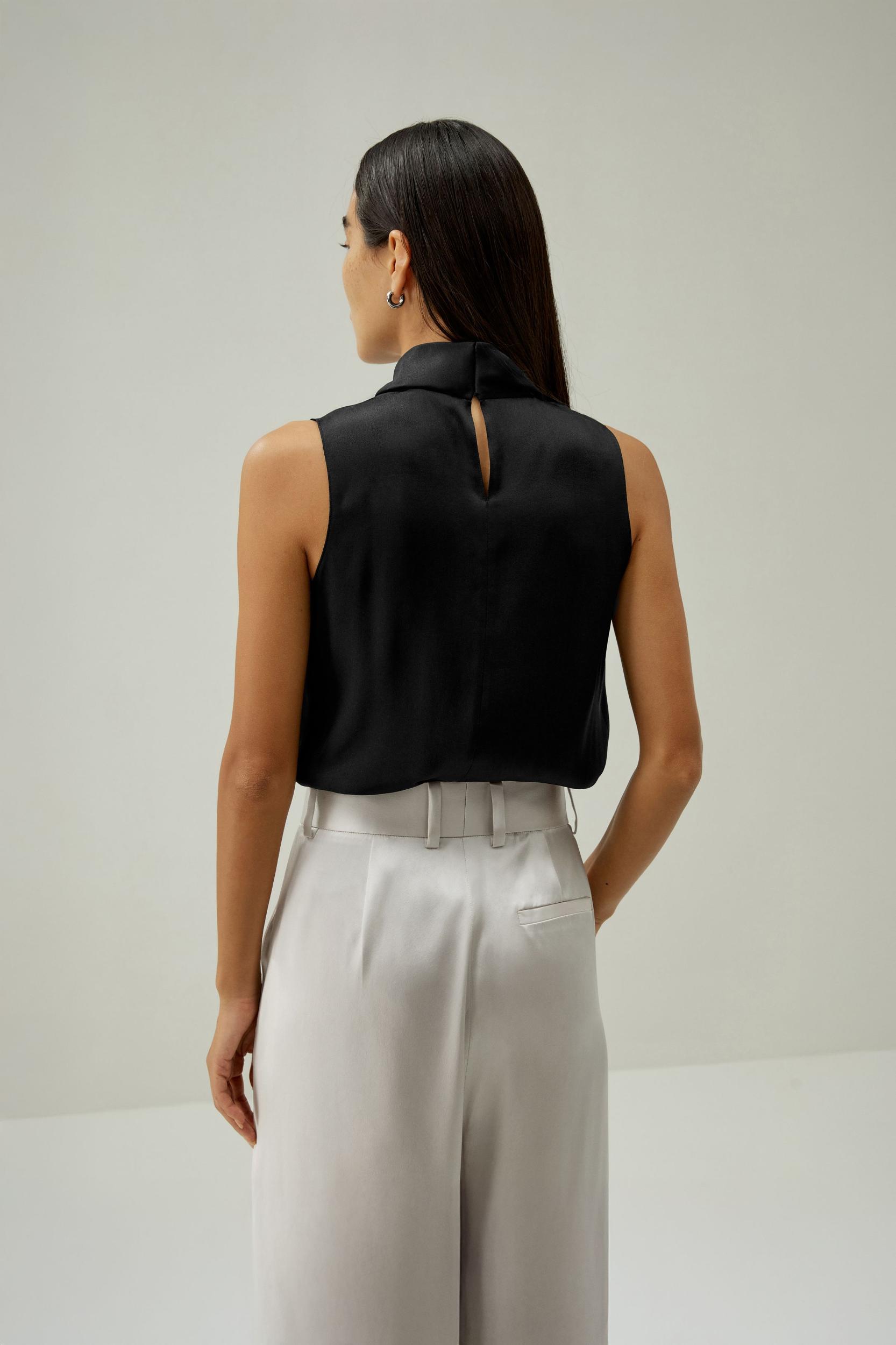 LILYSILK Silk Blouse Women - Dark Olive Mulberry Silk - Elegant Cowl Neck Blouse XS Product Image