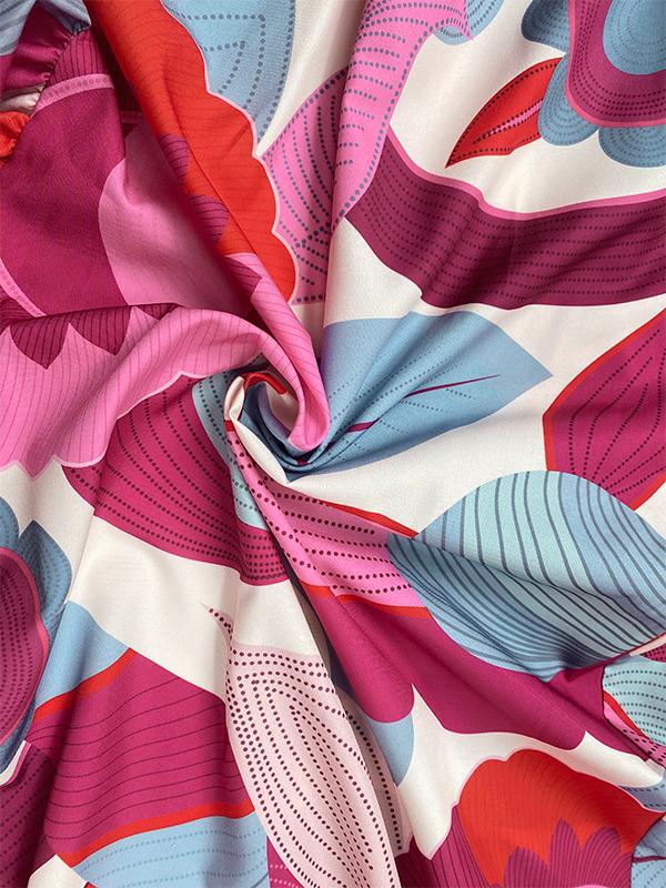 Batwing Sleeves Loose Flower Print Pleated Split-Joint Round-Neck Maxi Dresses Product Image