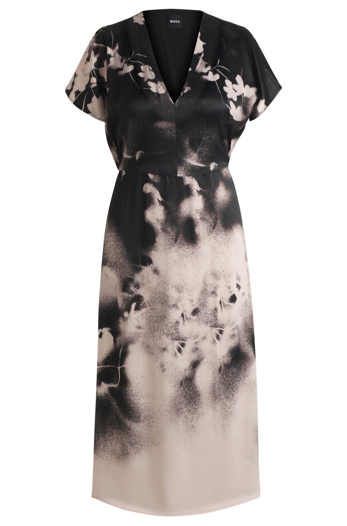 V-neck dress with degradé floral print Product Image